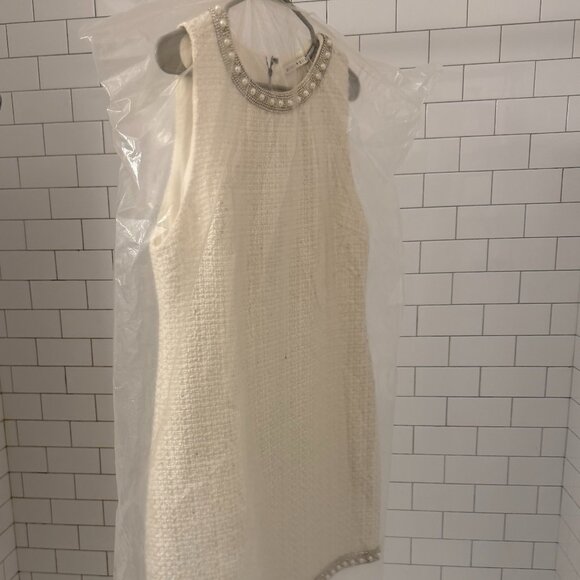 Alice & Olivia Coley Mini Dress, Off White, NWT, Size 14 - Picture 12 of 15